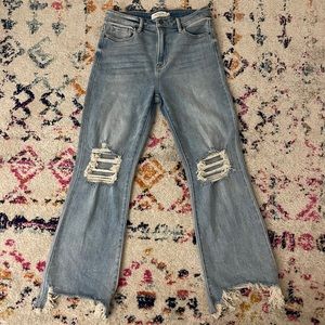 Hidden light wash frayed jeans